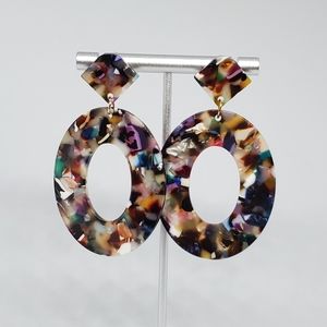 NEW Colorful Multi Colored Acrylic Drop Earrings